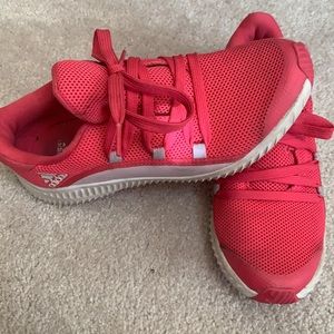 Adidas girls sneakers hot pink size 3.5 big girls VGUC some dirt no issues .